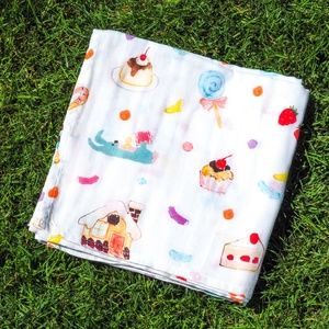 Organic Muslin Swaddle Blanket - Green (unisex)